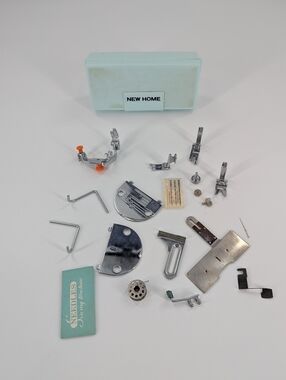 Vintage Sewing Machine Part & Accessories Lot With Case New Home
